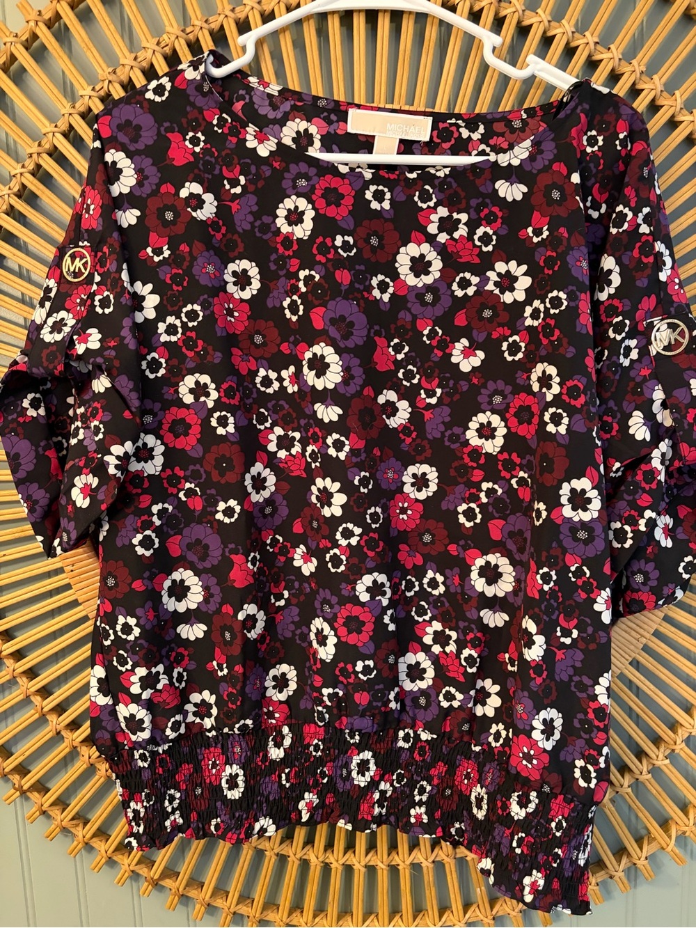 Beautiful Michael Kors Azalea floral blouse excellent pre-owned condition LARGE